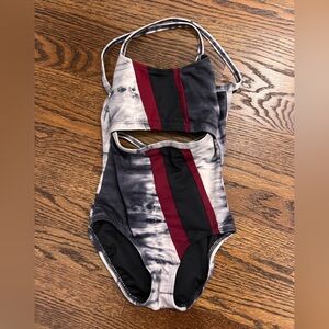 Jo and Jax leotard - Black, grey and maroon